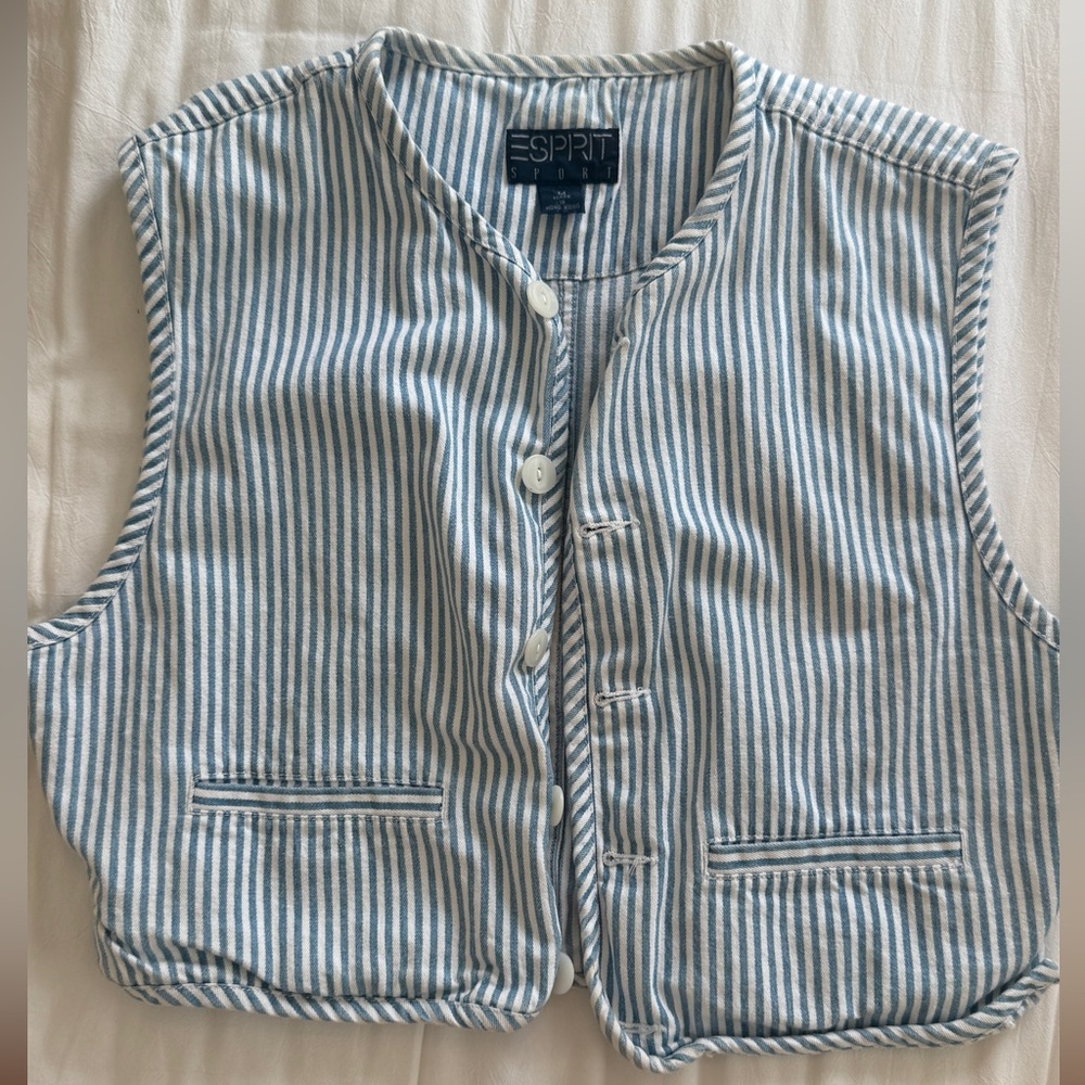 Esprit Sport Blue and White Striped Top